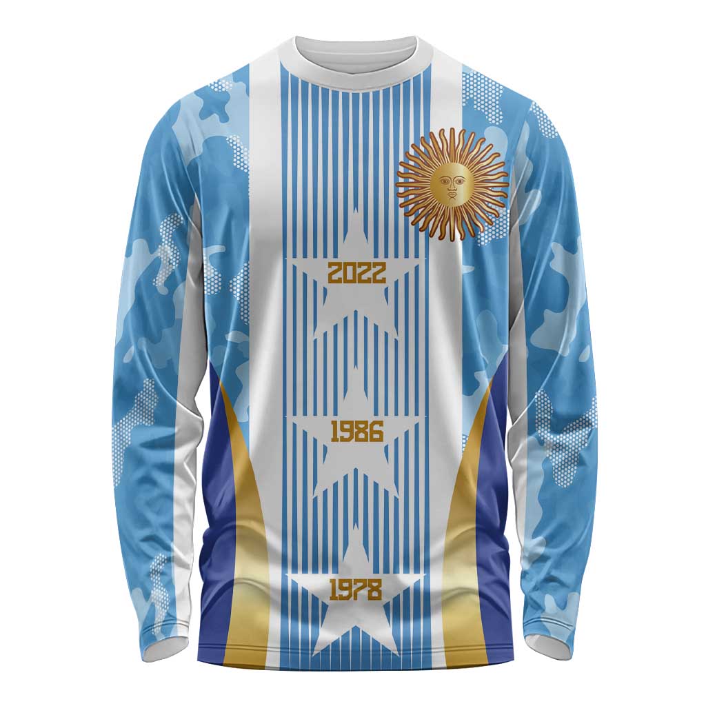 Custom Argentina Football Long Sleeve Shirt La Albiceleste Three Times The Best in The World