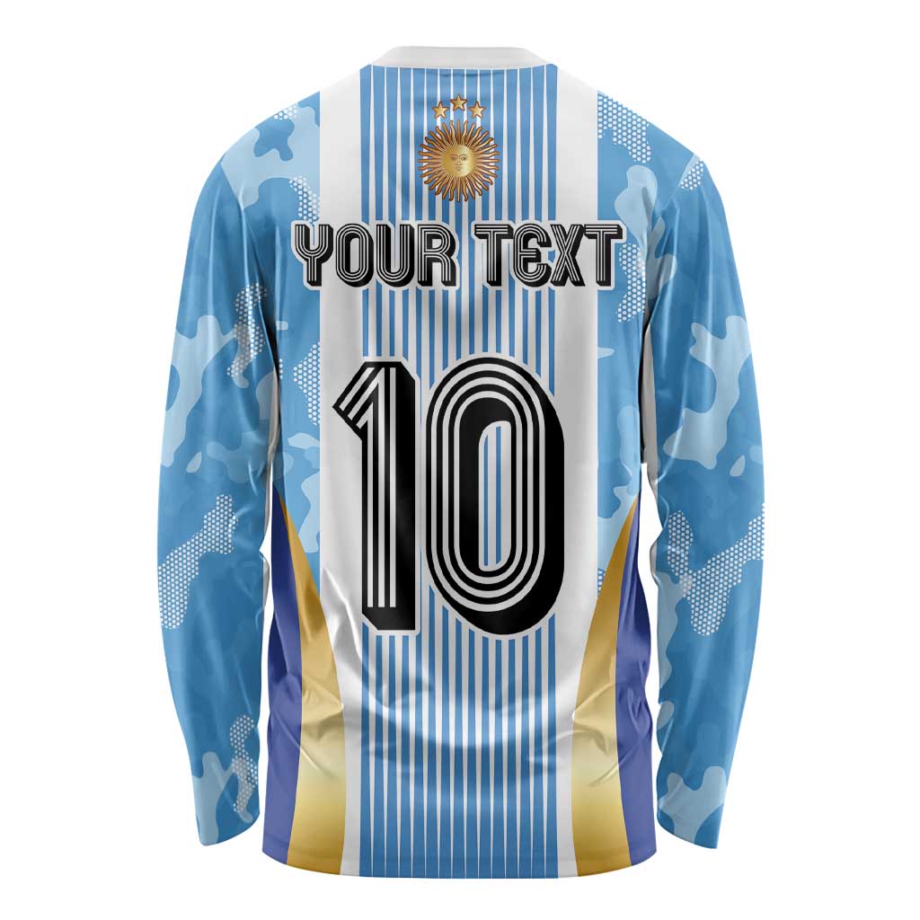 Custom Argentina Football Long Sleeve Shirt La Albiceleste Three Times The Best in The World
