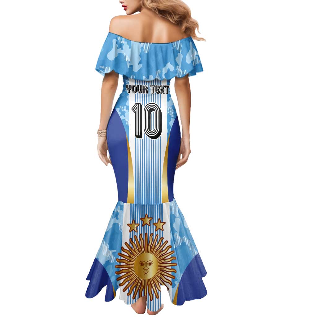 Custom Argentina Football Mermaid Dress La Albiceleste Three Times The Best in The World