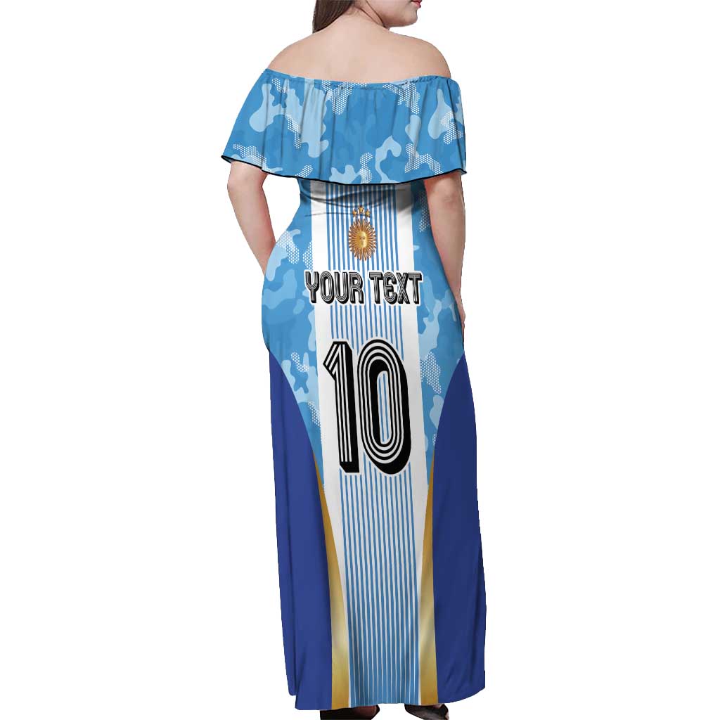 Custom Argentina Football Off Shoulder Maxi Dress La Albiceleste Three Times The Best in The World