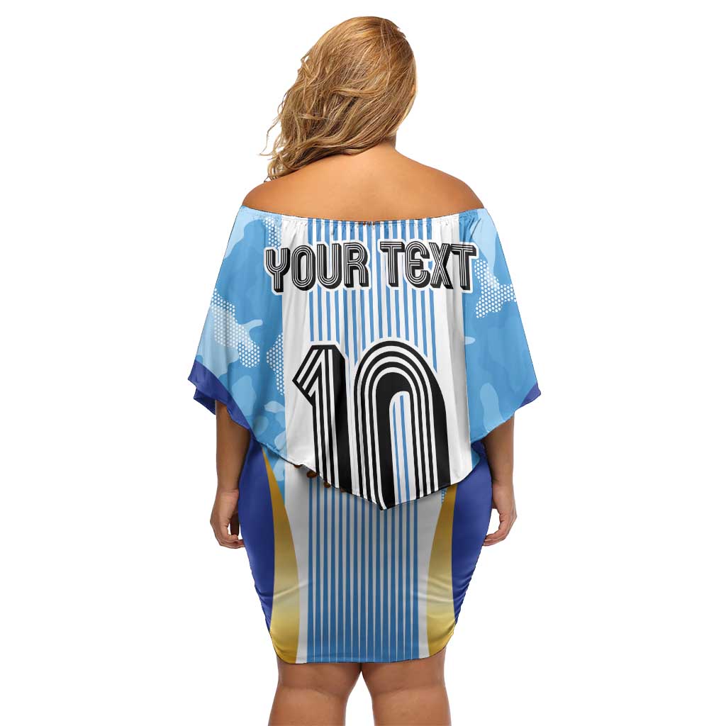 Custom Argentina Football Off Shoulder Short Dress La Albiceleste Three Times The Best in The World