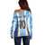 Custom Argentina Football Off Shoulder Sweater La Albiceleste Three Times The Best in The World