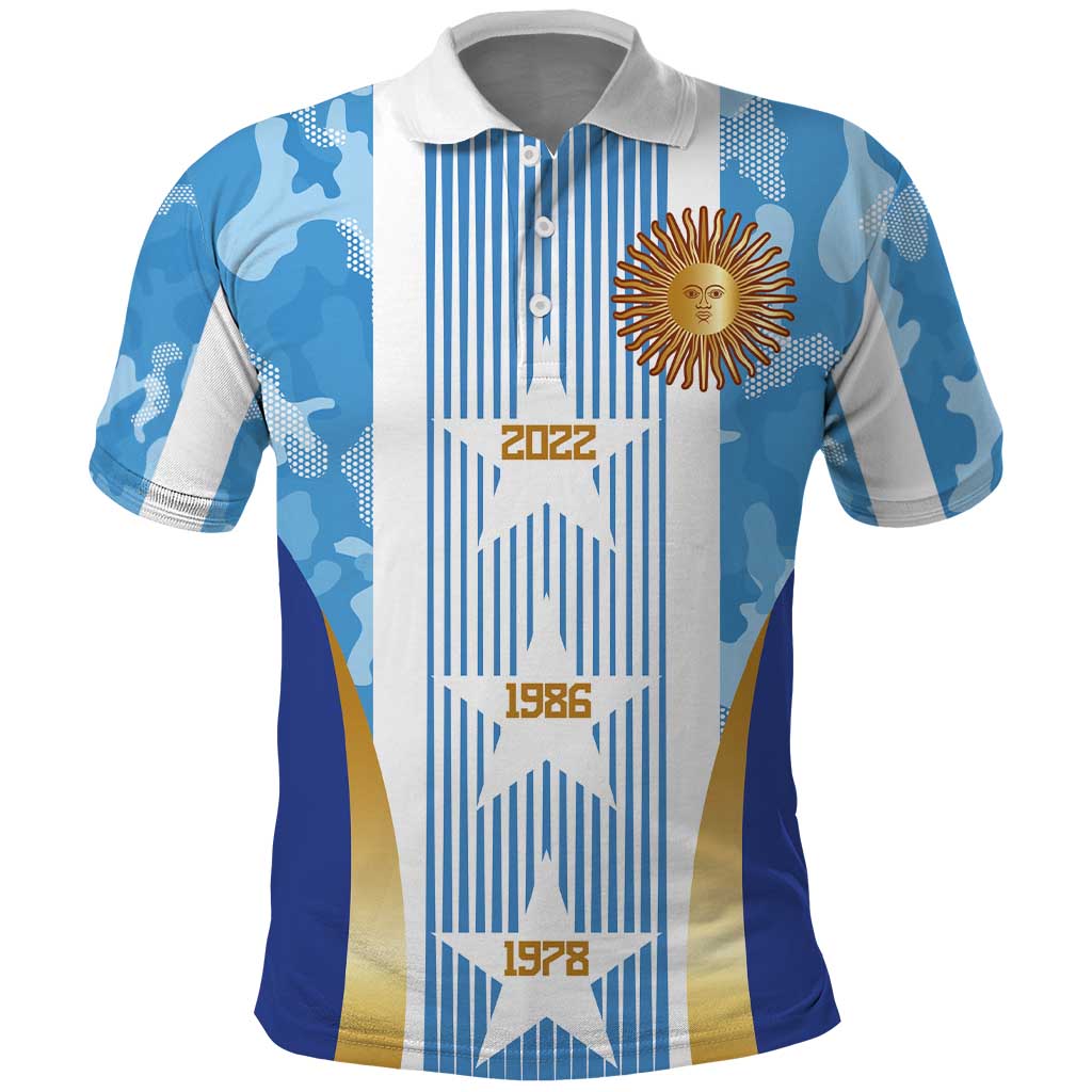 Custom Argentina Football Polo Shirt La Albiceleste Three Times The Best in The World