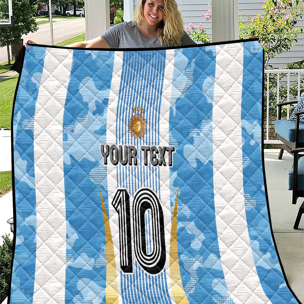 Custom Argentina Football Quilt La Albiceleste Three Times The Best in The World