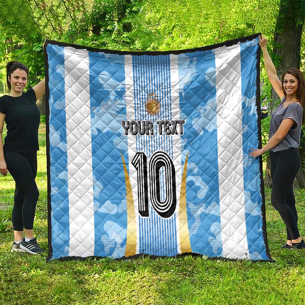 Custom Argentina Football Quilt La Albiceleste Three Times The Best in The World