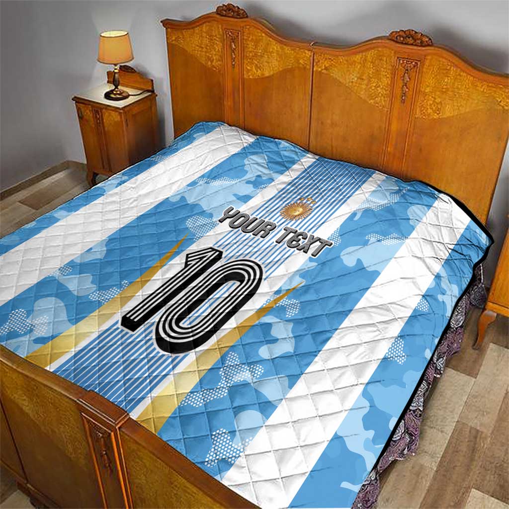 Custom Argentina Football Quilt La Albiceleste Three Times The Best in The World