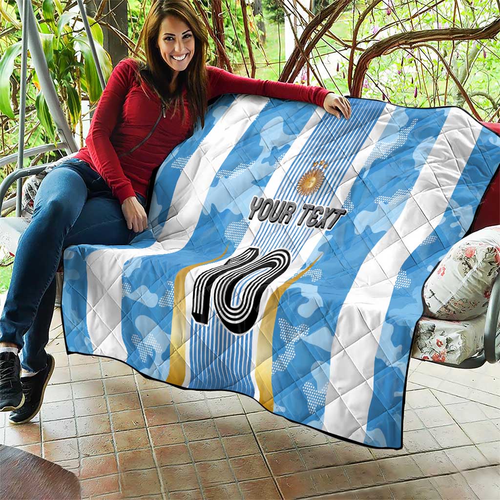 Custom Argentina Football Quilt La Albiceleste Three Times The Best in The World