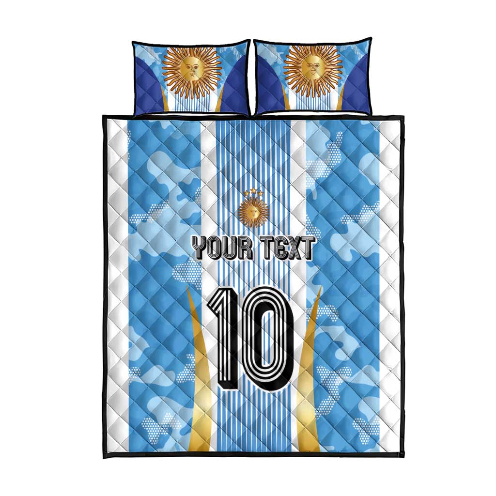 Custom Argentina Football Quilt Bed Set La Albiceleste Three Times The Best in The World