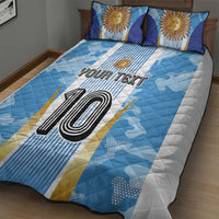 Custom Argentina Football Quilt Bed Set La Albiceleste Three Times The Best in The World