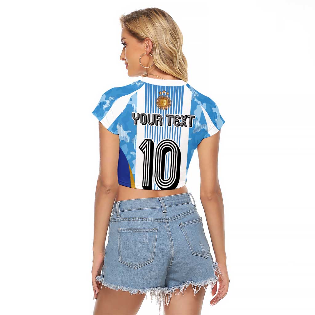 Custom Argentina Football Raglan Cropped T Shirt La Albiceleste Three Times The Best in The World