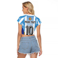 Custom Argentina Football Raglan Cropped T Shirt La Albiceleste Three Times The Best in The World