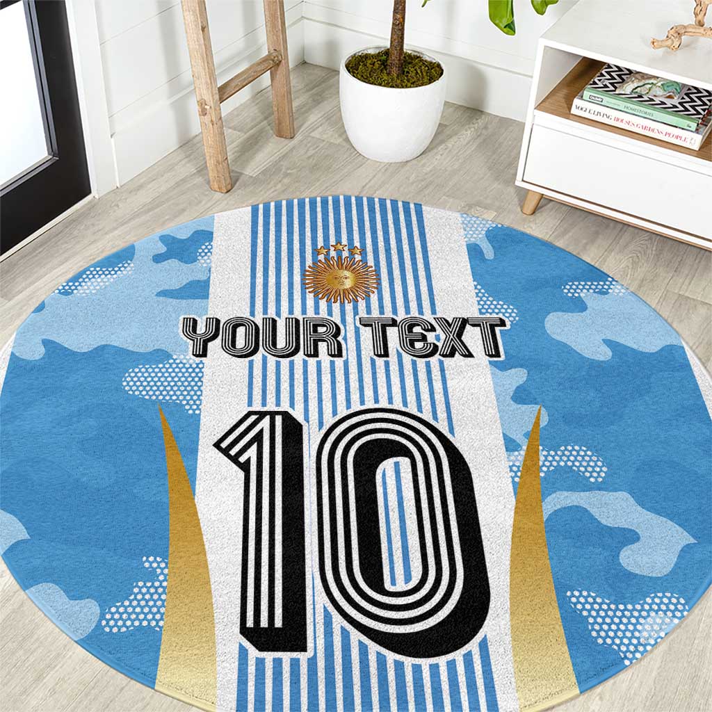 Custom Argentina Football Round Carpet La Albiceleste Three Times The Best in The World