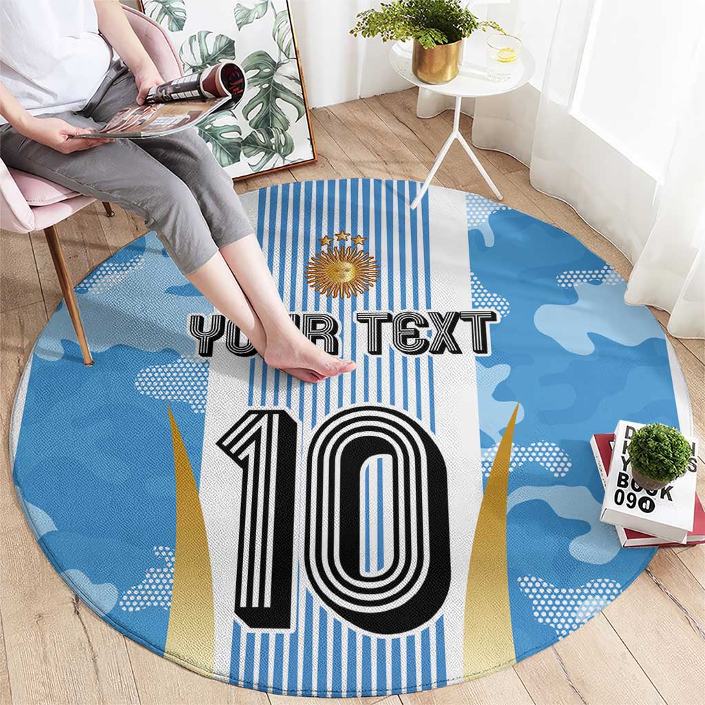 Custom Argentina Football Round Carpet La Albiceleste Three Times The Best in The World
