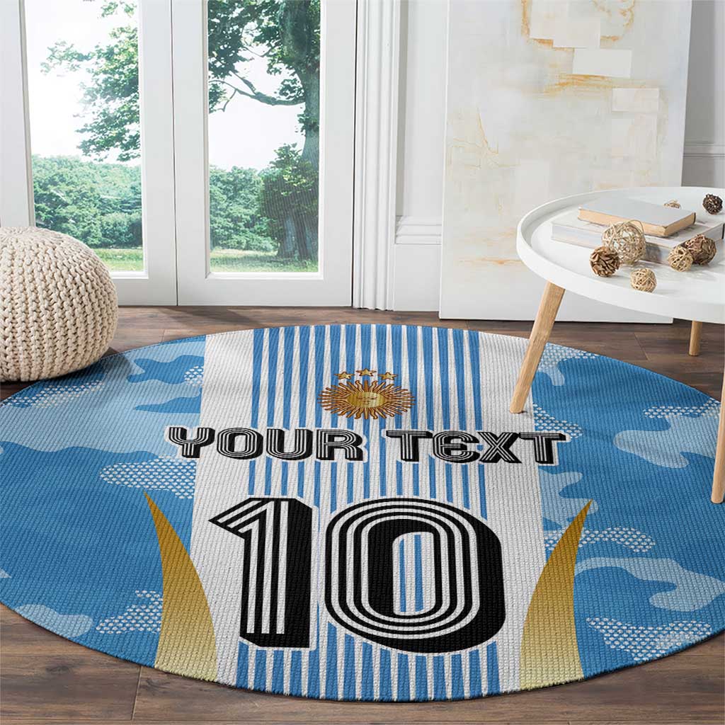 Custom Argentina Football Round Carpet La Albiceleste Three Times The Best in The World