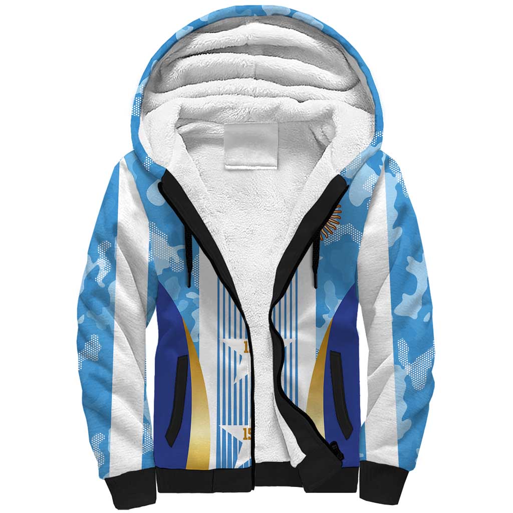 Custom Argentina Football Sherpa Hoodie La Albiceleste Three Times The Best in The World