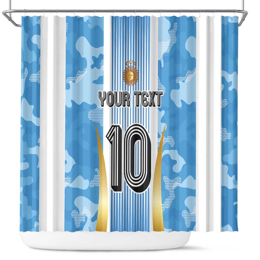 Custom Argentina Football Shower Curtain La Albiceleste Three Times The Best in The World