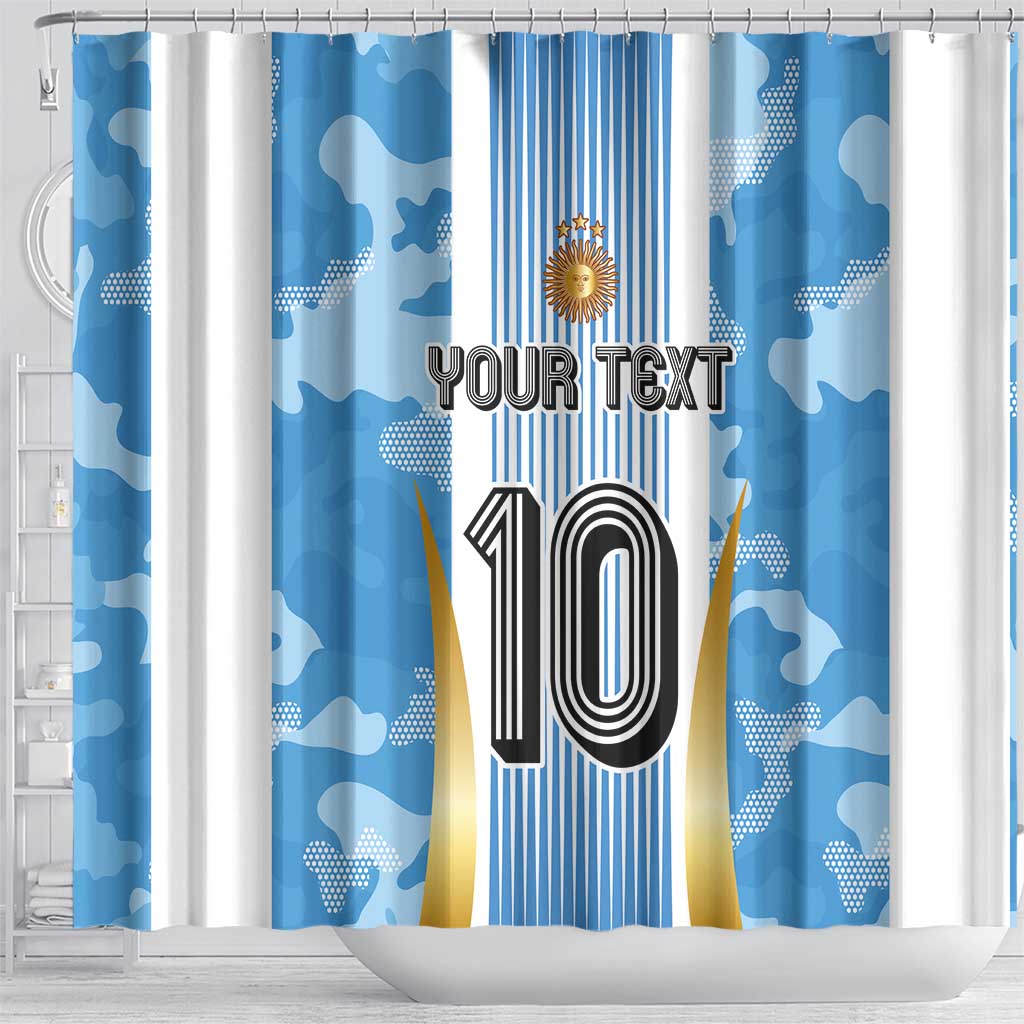 Custom Argentina Football Shower Curtain La Albiceleste Three Times The Best in The World