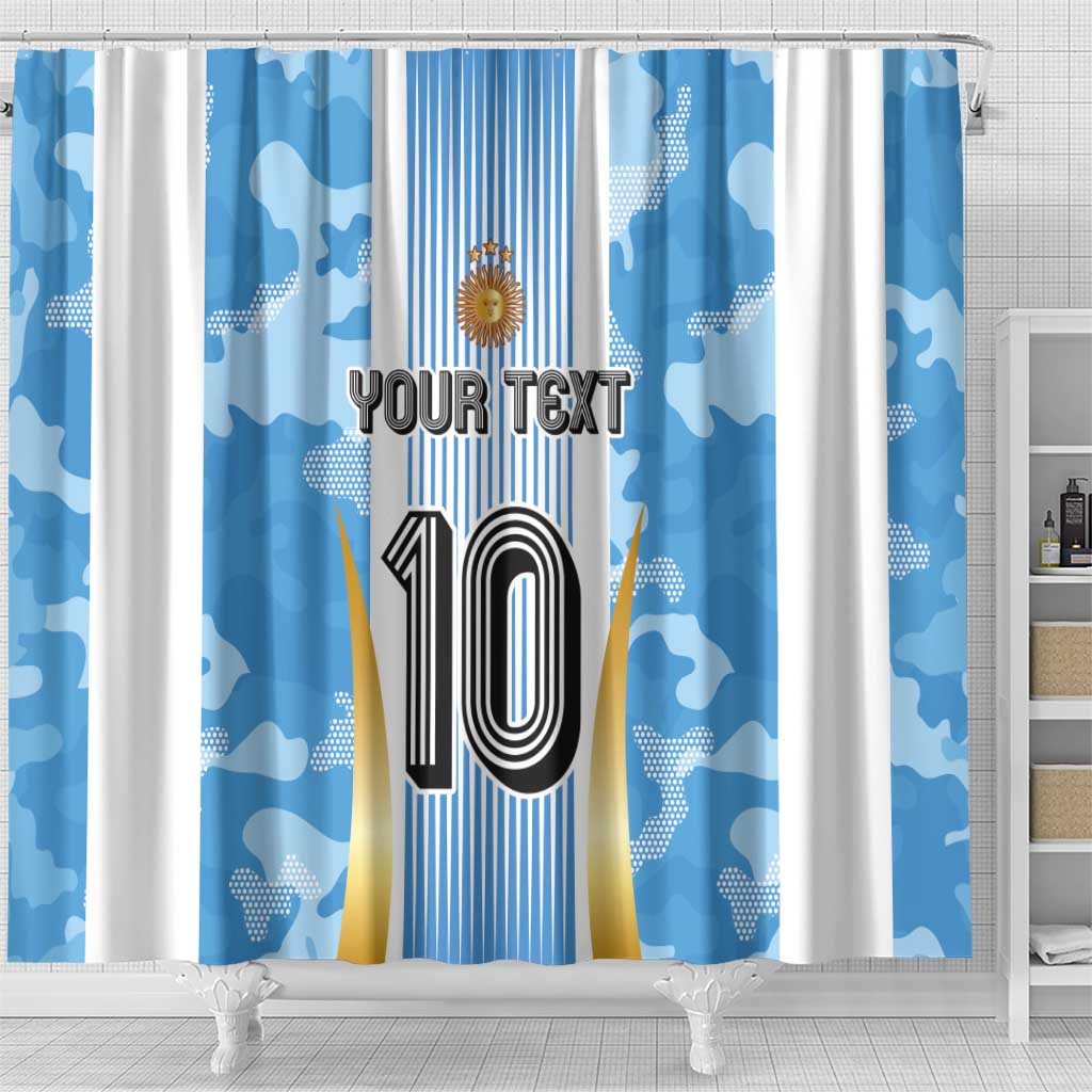 Custom Argentina Football Shower Curtain La Albiceleste Three Times The Best in The World
