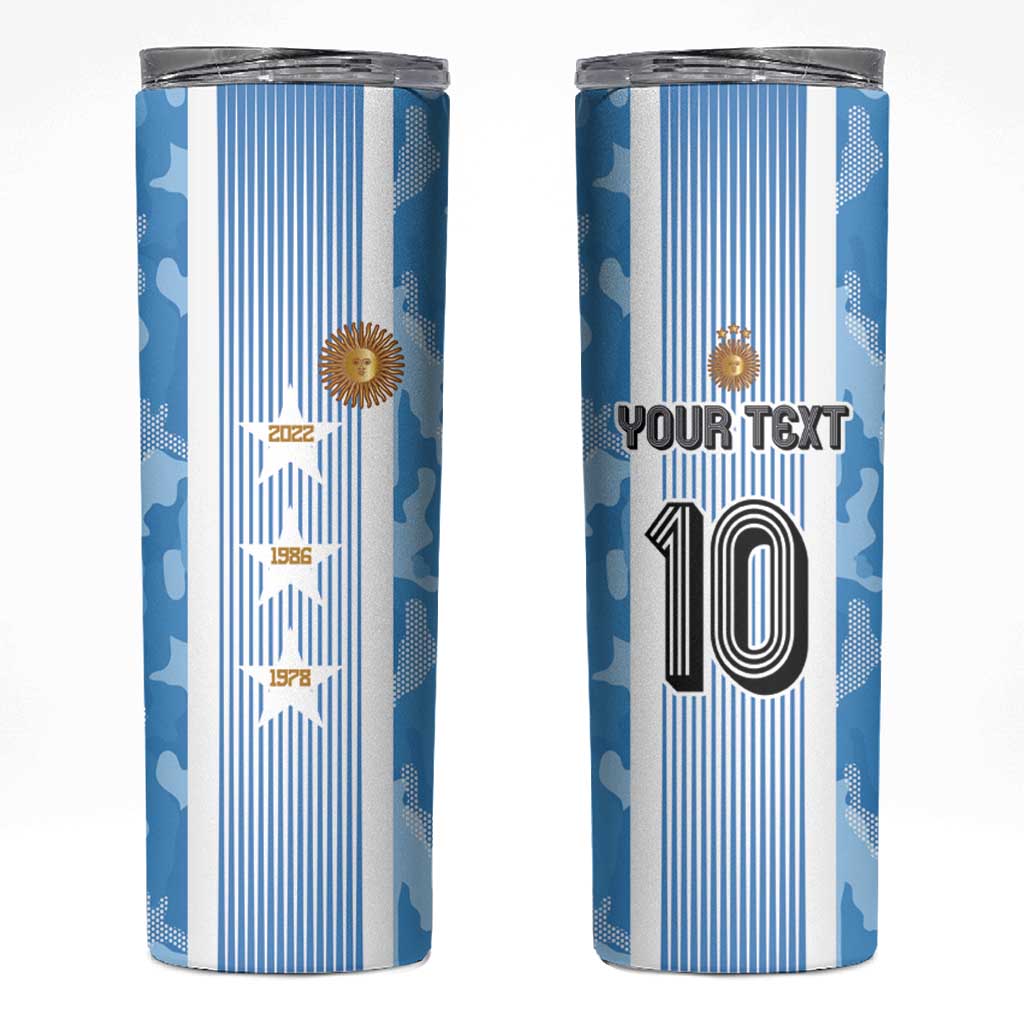 Custom Argentina Football Skinny Tumbler La Albiceleste Three Times The Best in The World