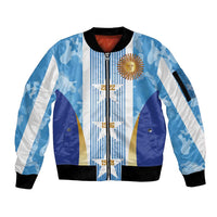 Custom Argentina Football Sleeve Zip Bomber Jacket La Albiceleste Three Times The Best in The World