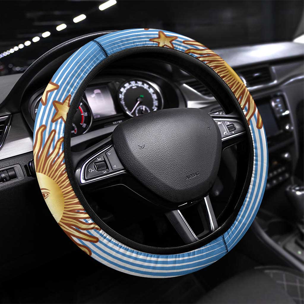 Argentina Football Steering Wheel Cover La Albiceleste Three Times The Best in The World