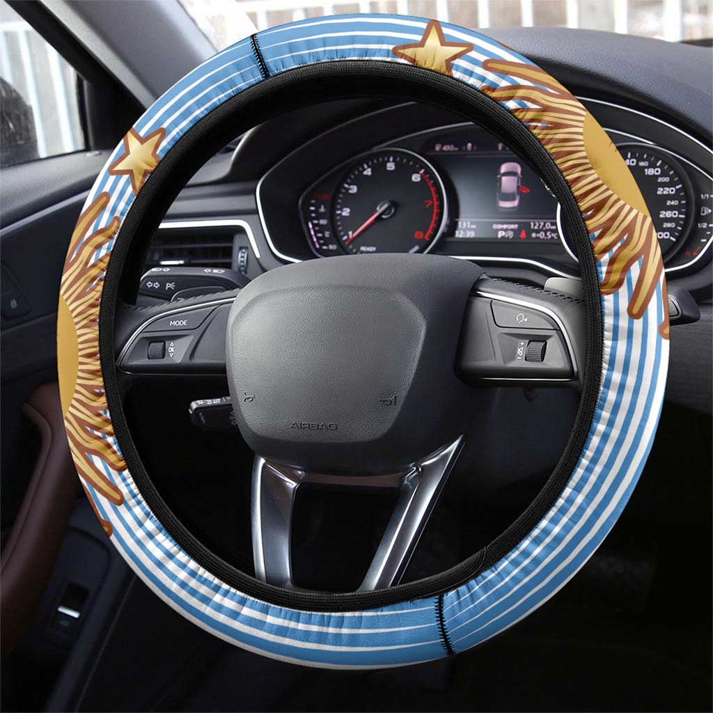 Argentina Football Steering Wheel Cover La Albiceleste Three Times The Best in The World