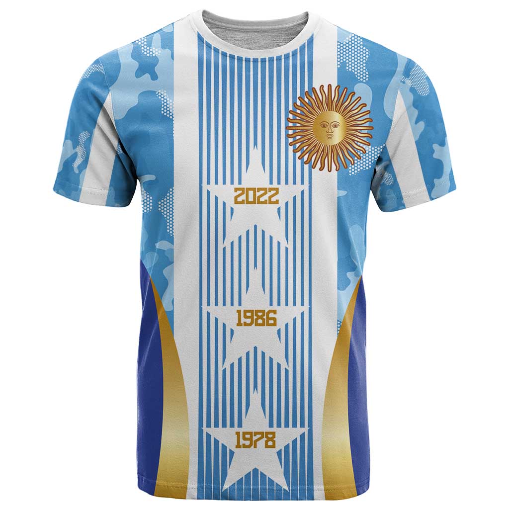 Custom Argentina Football T Shirt La Albiceleste Three Times The Best in The World