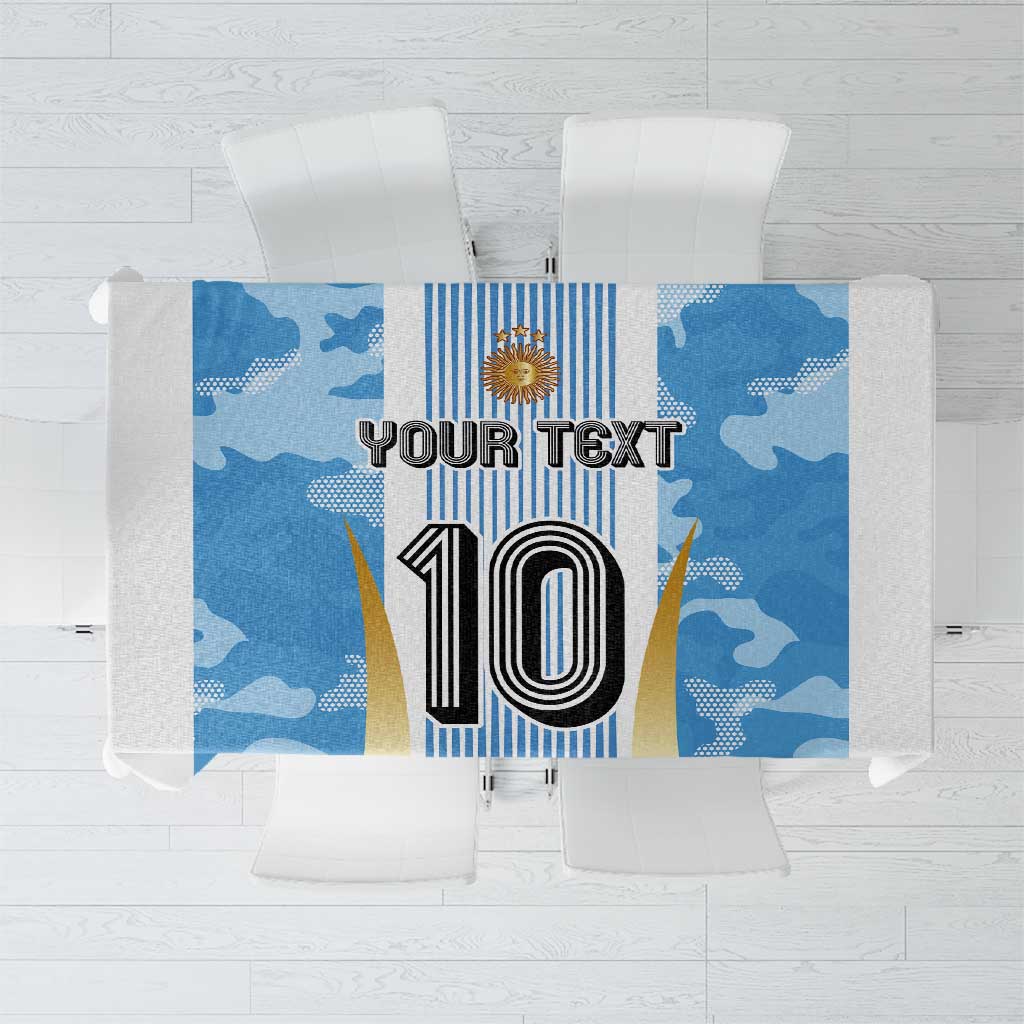 Custom Argentina Football Tablecloth La Albiceleste Three Times The Best in The World
