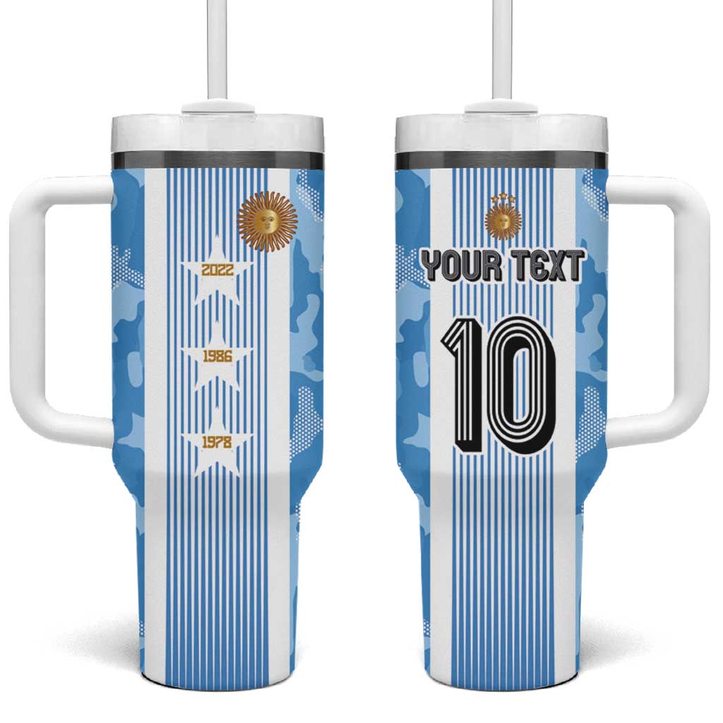 Custom Argentina Football Tumbler With Handle La Albiceleste Three Times The Best in The World