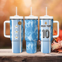 Custom Argentina Football Tumbler With Handle La Albiceleste Three Times The Best in The World