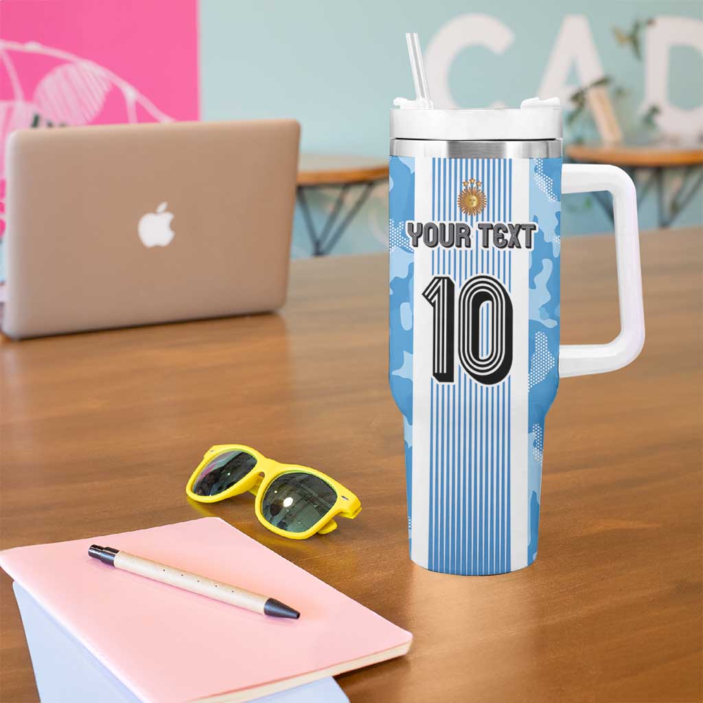 Custom Argentina Football Tumbler With Handle La Albiceleste Three Times The Best in The World