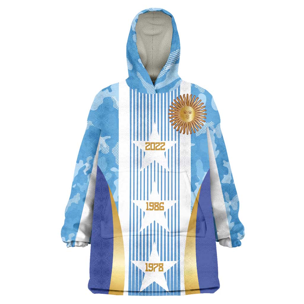 Custom Argentina Football Wearable Blanket Hoodie La Albiceleste Three Times The Best in The World