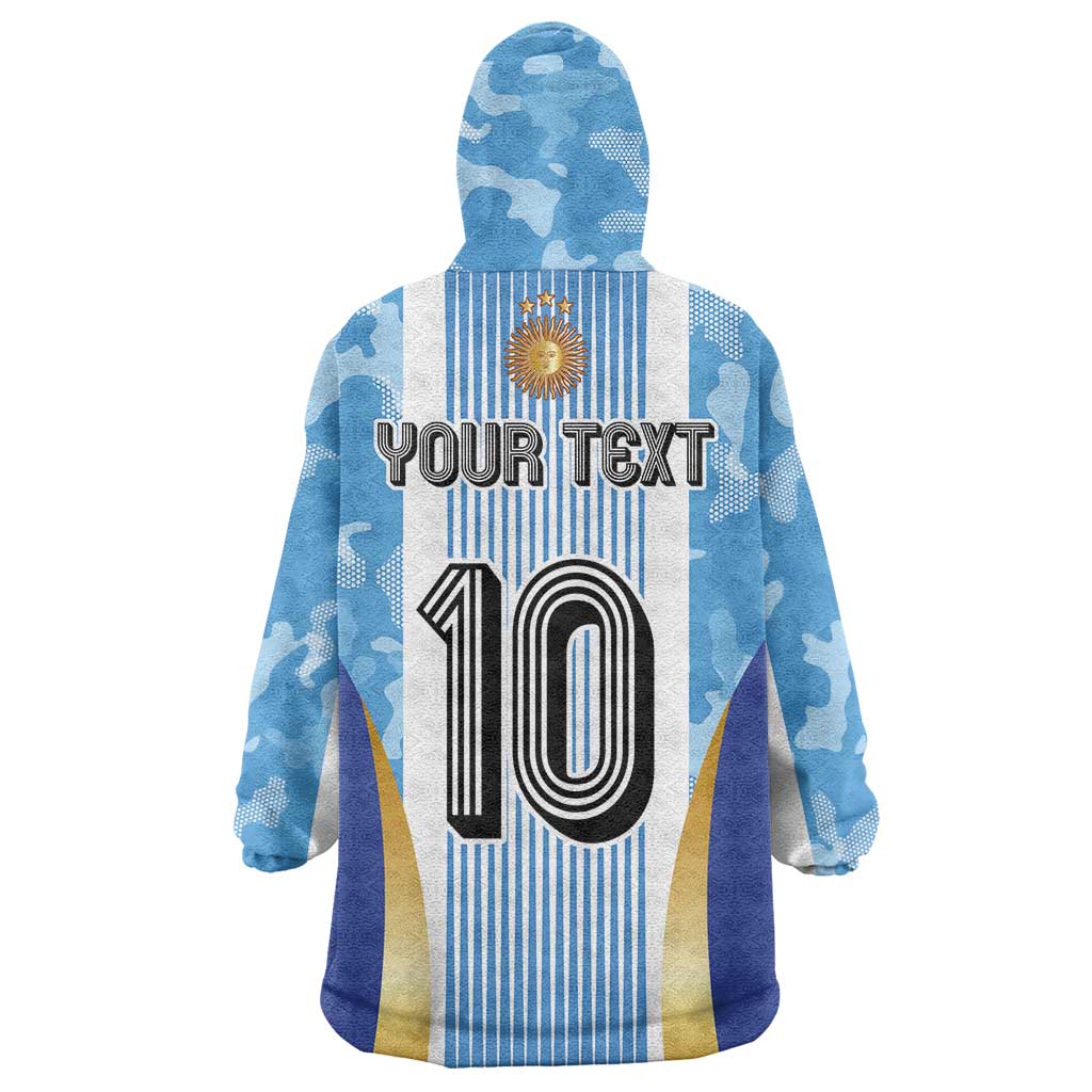 Custom Argentina Football Wearable Blanket Hoodie La Albiceleste Three Times The Best in The World