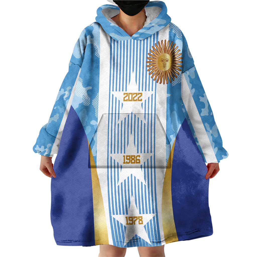 Custom Argentina Football Wearable Blanket Hoodie La Albiceleste Three Times The Best in The World