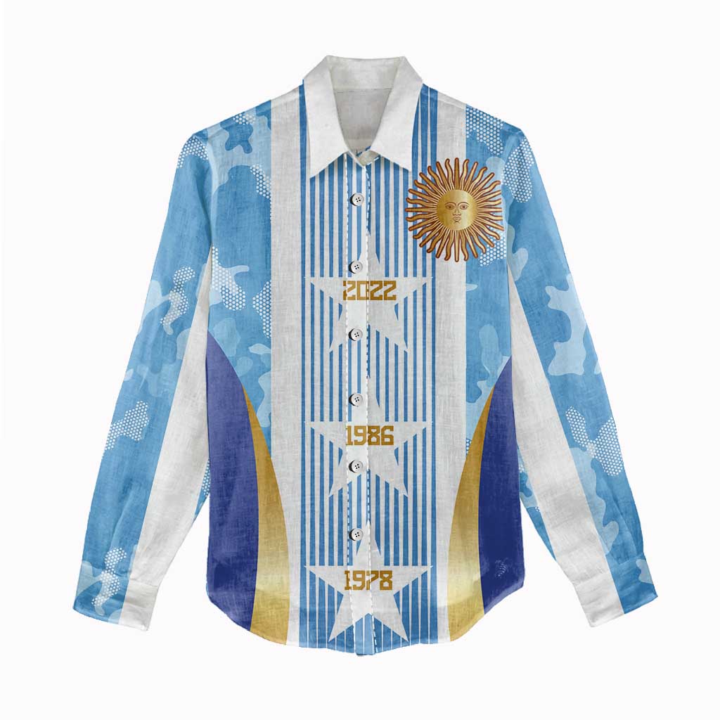 Custom Argentina Football Women Casual Shirt La Albiceleste Three Times The Best in The World