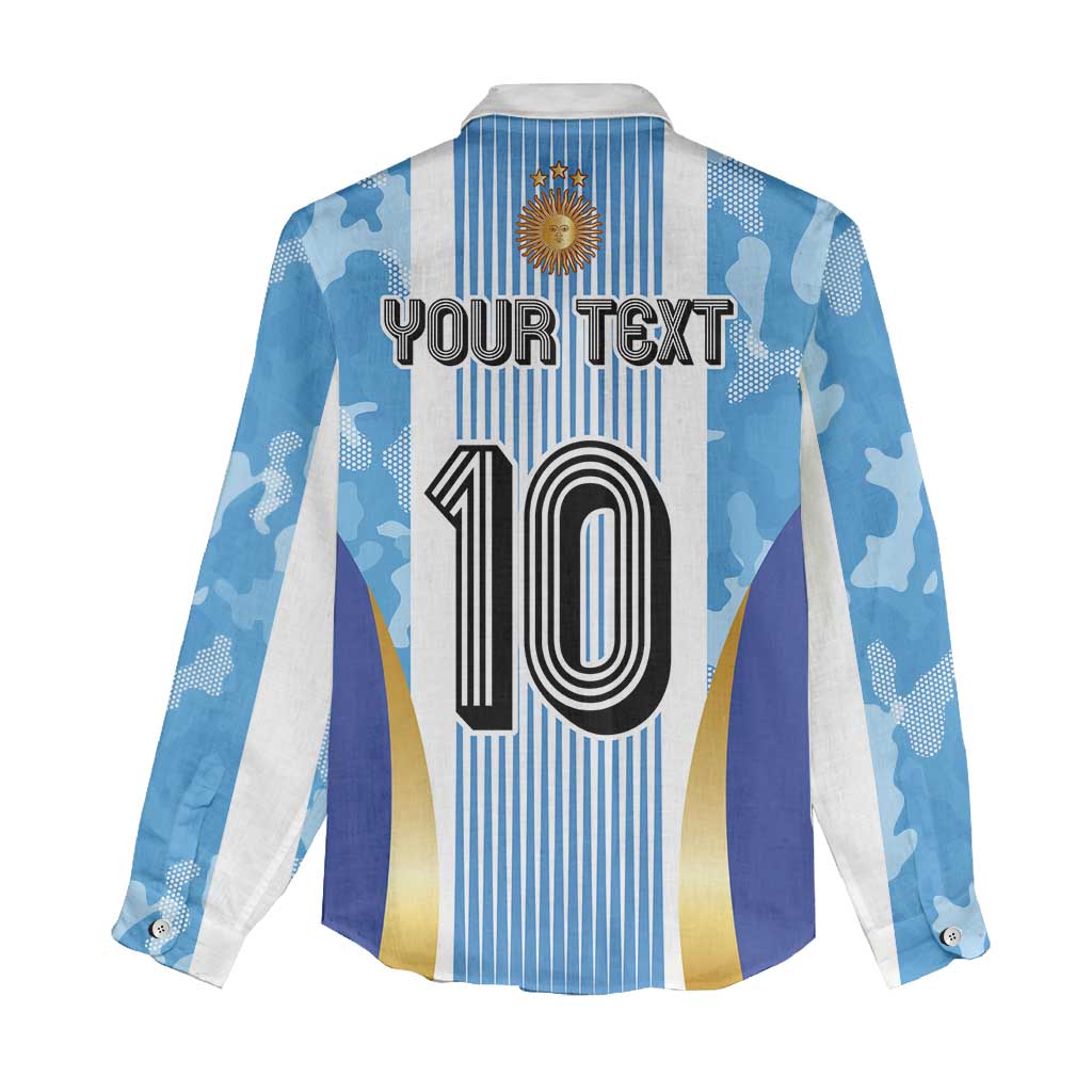 Custom Argentina Football Women Casual Shirt La Albiceleste Three Times The Best in The World