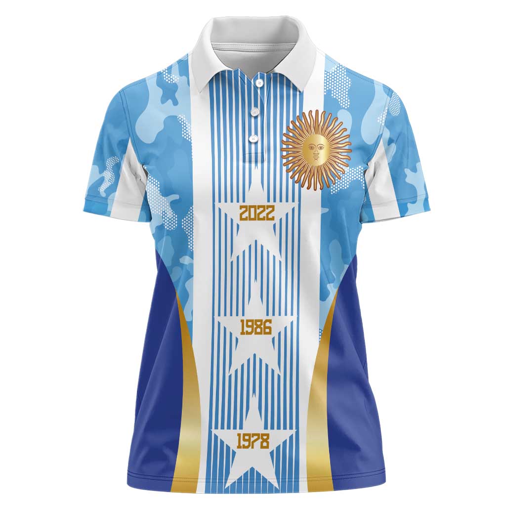 Custom Argentina Football Women Polo Shirt La Albiceleste Three Times The Best in The World