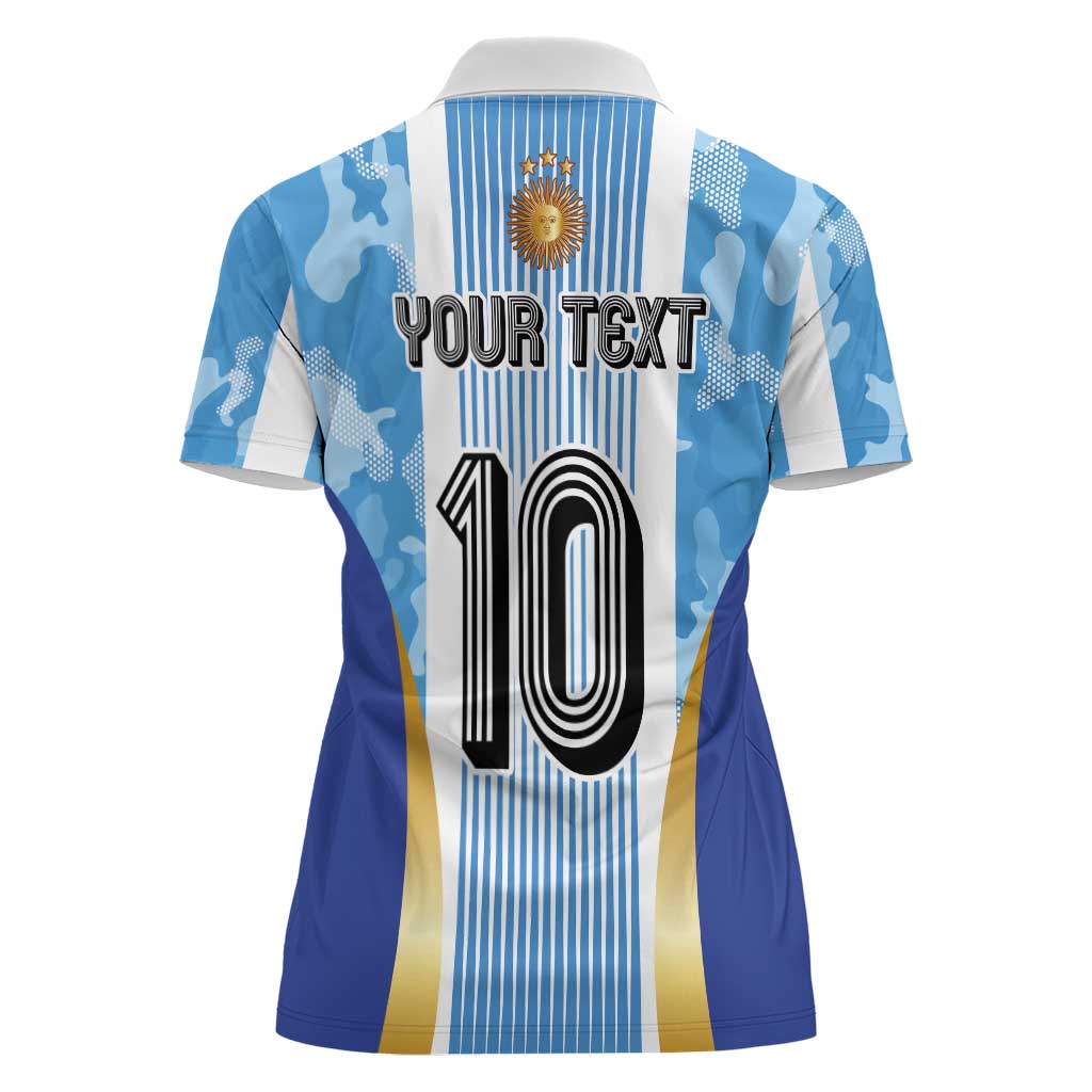 Custom Argentina Football Women Polo Shirt La Albiceleste Three Times The Best in The World