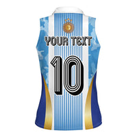 Custom Argentina Football Women Sleeveless Polo Shirt La Albiceleste Three Times The Best in The World