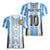 Custom Argentina Football Women V-Neck T-Shirt La Albiceleste Three Times The Best in The World