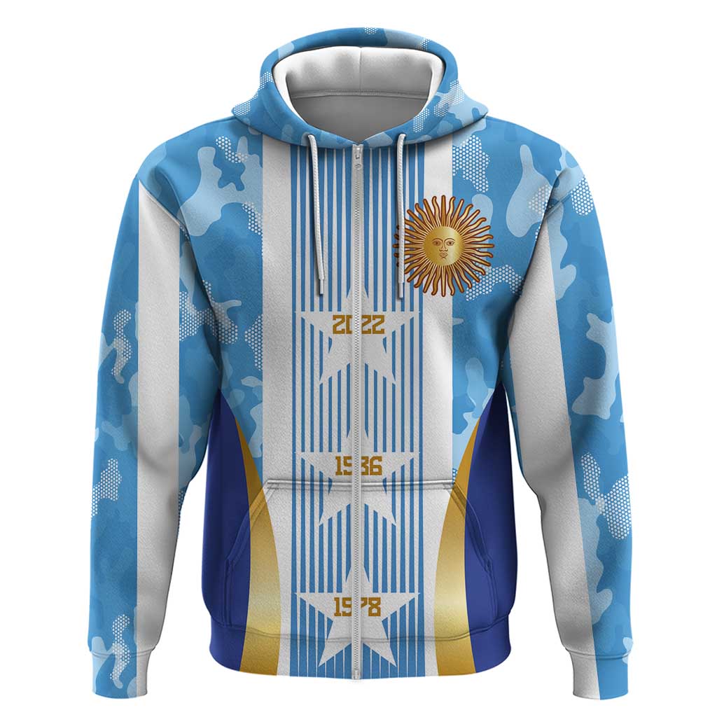 Custom Argentina Football Zip Hoodie La Albiceleste Three Times The Best in The World