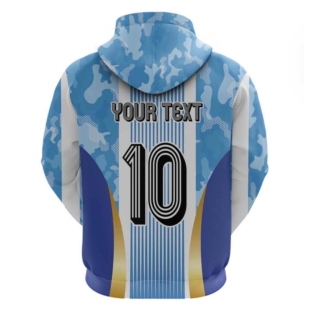 Custom Argentina Football Zip Hoodie La Albiceleste Three Times The Best in The World