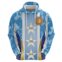 Custom Argentina Football Zip Hoodie La Albiceleste Three Times The Best in The World