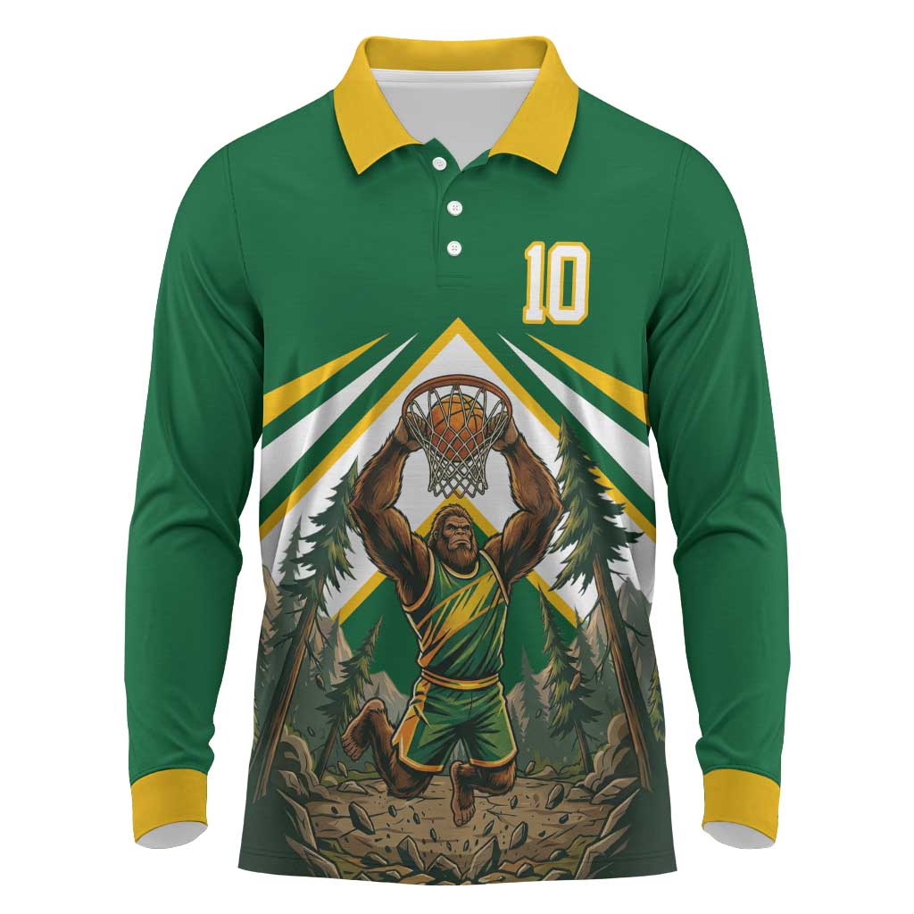 Custom Bigfoot Dunk and Mountain Forests Long Sleeve Polo Shirt
