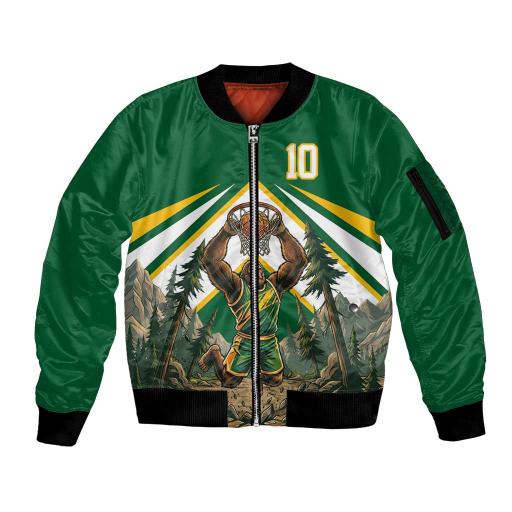 Custom Bigfoot Dunk and Mountain Forests Sleeve Zip Bomber Jacket