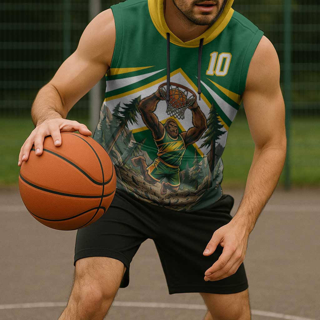 Custom Bigfoot Dunk and Mountain Forests Sleeveless Hoodie