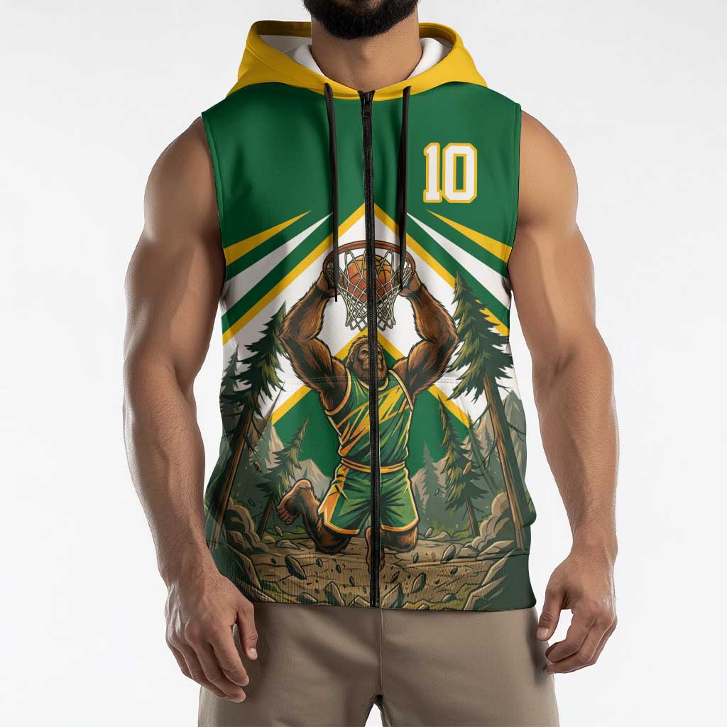 Custom Bigfoot Dunk and Mountain Forests Sleeveless Zip Hoodie