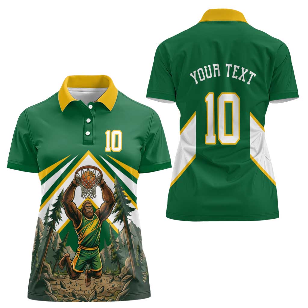 Custom Bigfoot Dunk and Mountain Forests Women Polo Shirt