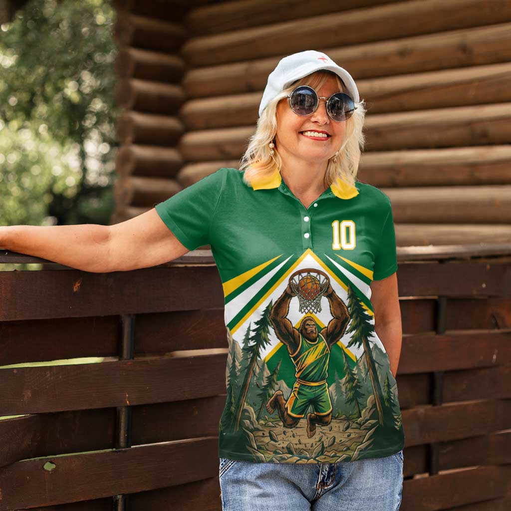 Custom Bigfoot Dunk and Mountain Forests Women Polo Shirt