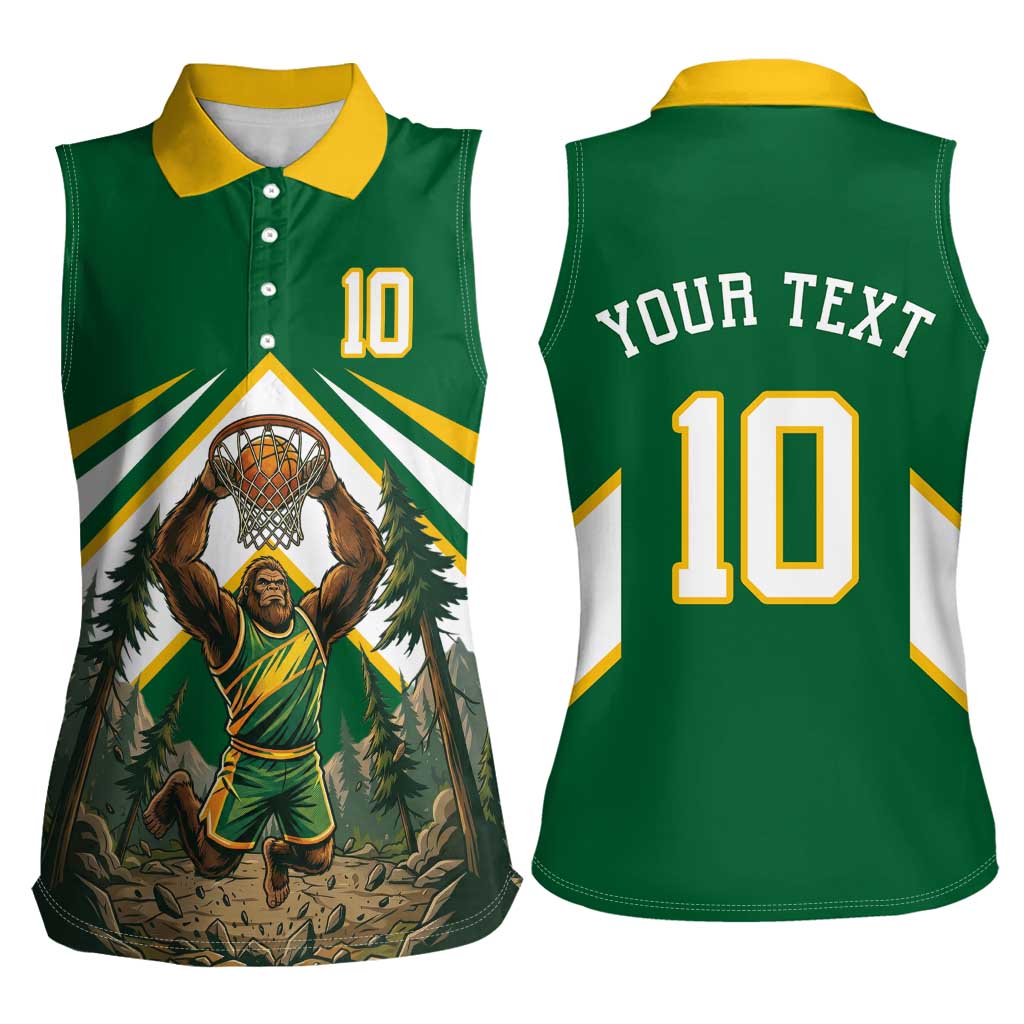 Custom Bigfoot Dunk and Mountain Forests Women Sleeveless Polo Shirt
